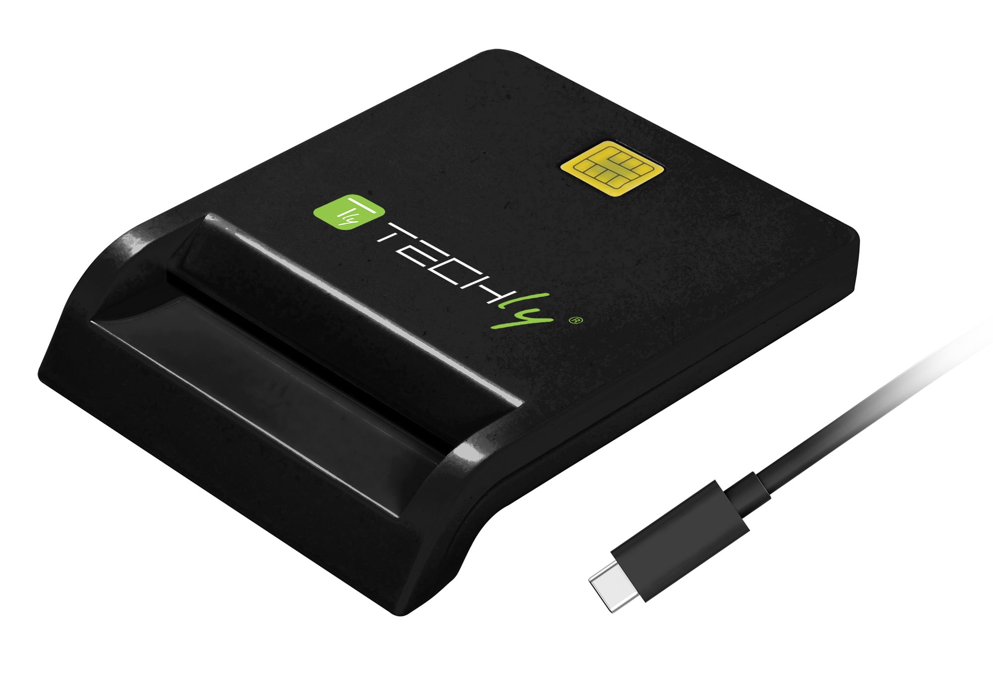 Compact USB-C Smart Card Reader black - Techly I-CARD CAM-USB2TYC