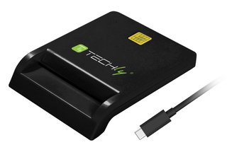 Smart Card USB-C Reader/Writer Compact Black - Techly I-CARD CAM-USB2TYC