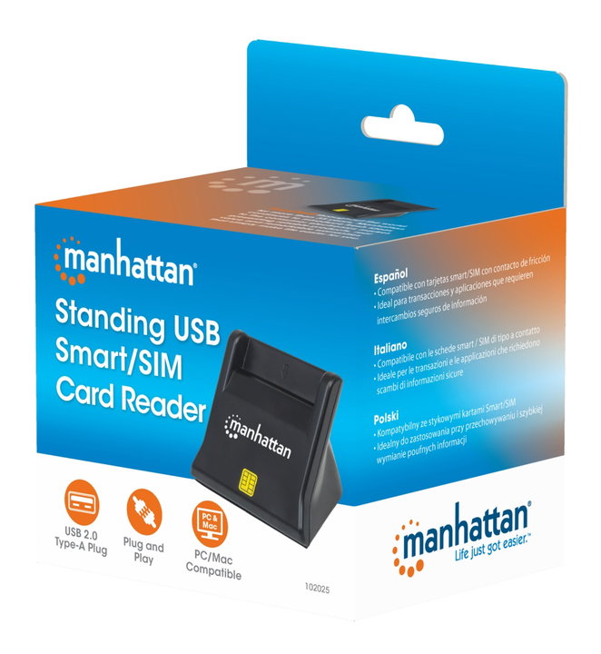 Lettore di smart card/SIM USB desktop nero - Manhattan I-CARD CAM-USB3