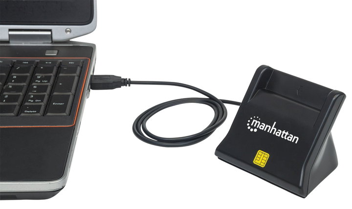 Lettore di smart card/SIM USB desktop nero - Manhattan I-CARD CAM-USB3