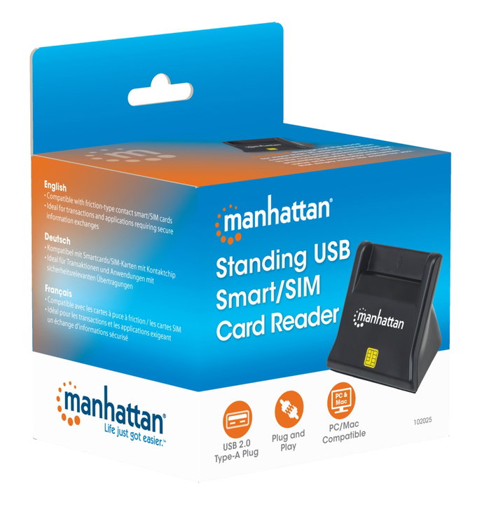 Lettore di smart card/SIM USB desktop nero - Manhattan I-CARD CAM-USB3