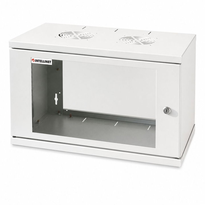 Armadio Rack 19" a muro 6 unità prof. 320 Grigio Assemblato - Intellinet I-CASE 06-G-E