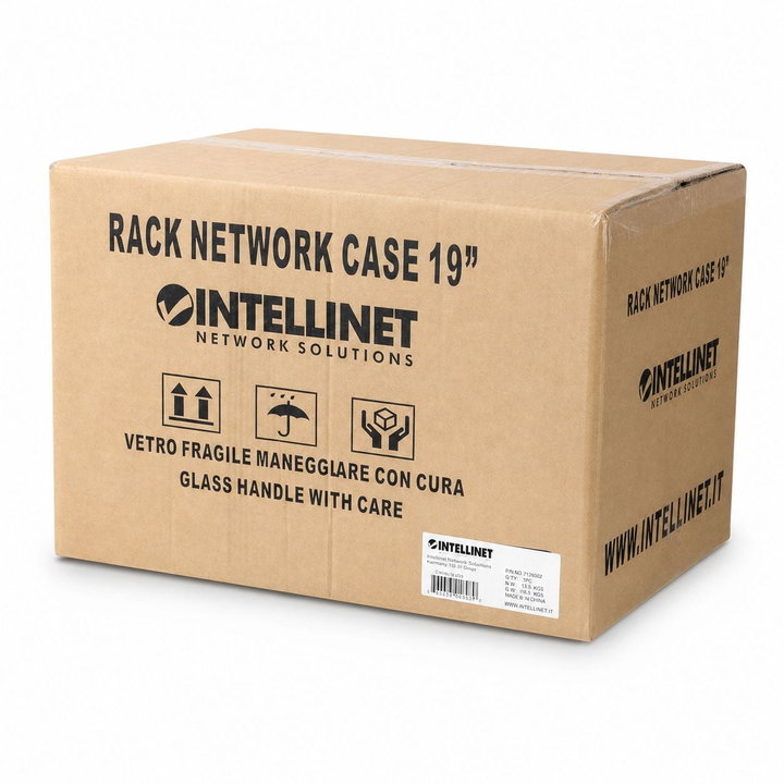 Armadio Rack 19" a muro 6 unità prof. 320 Grigio Assemblato - Intellinet I-CASE 06-G-E
