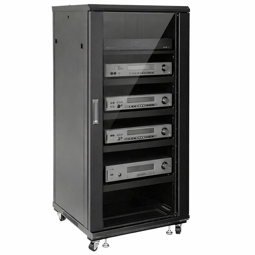 19" Rack Cabinet 600x600 27U Audio Video Black - Techly Professional I-CASE AV-2127BKTY