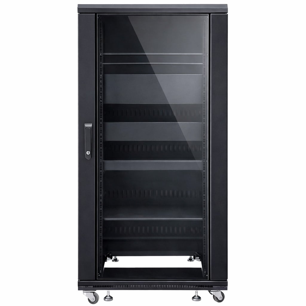 19" Rack Cabinet 600x600 27U Audio Video Black - Techly Professional I-CASE AV-2127BKTY