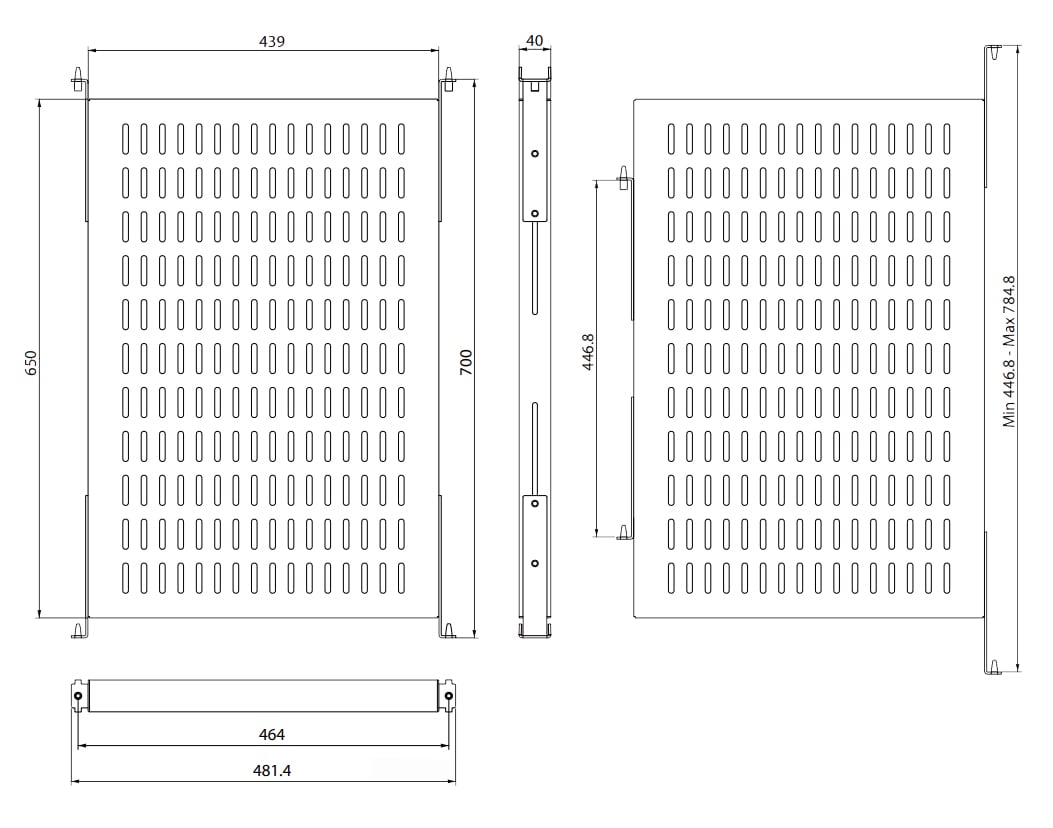Base per Armadi 19'' Ripiano a Profondità Adattabile per Server Rack 1U Nero - Intellinet I-CASE BASE-1000-BK
