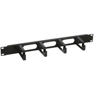 Cable management panel 4 long rings 3 holes 1U black - Intellinet I-CASE CABLE-2BK