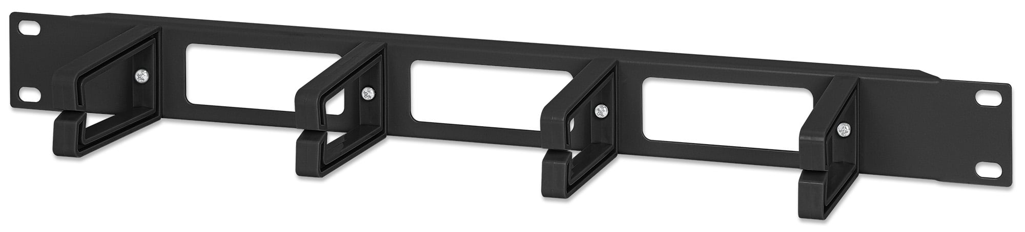 Pannello Passacavi 4 Anelli in Plastica Lunghi 3 Fori 1U Nero - Intellinet I-CASE CABLE-2BKP