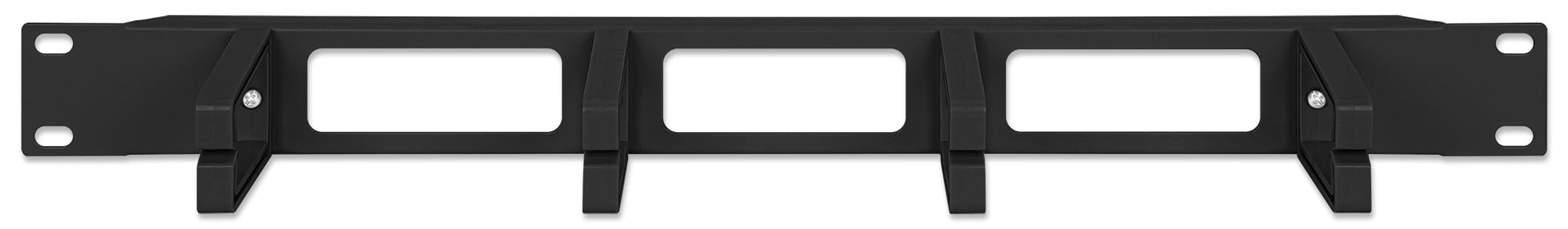 Pannello Passacavi 4 Anelli in Plastica Lunghi 3 Fori 1U Nero - Intellinet I-CASE CABLE-2BKP