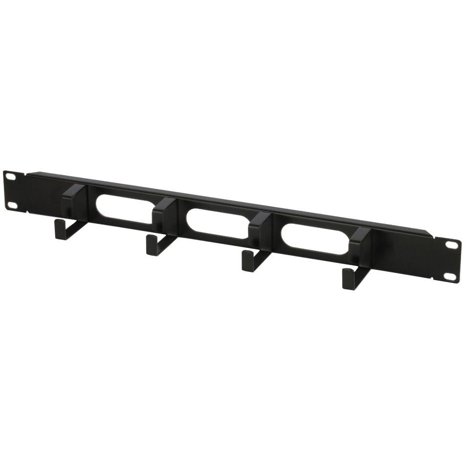 Pannello Passacavi 4 Anelli Corti in Metallo 3 Fori 1U Nero - Intellinet I-CASE CABLE-BK