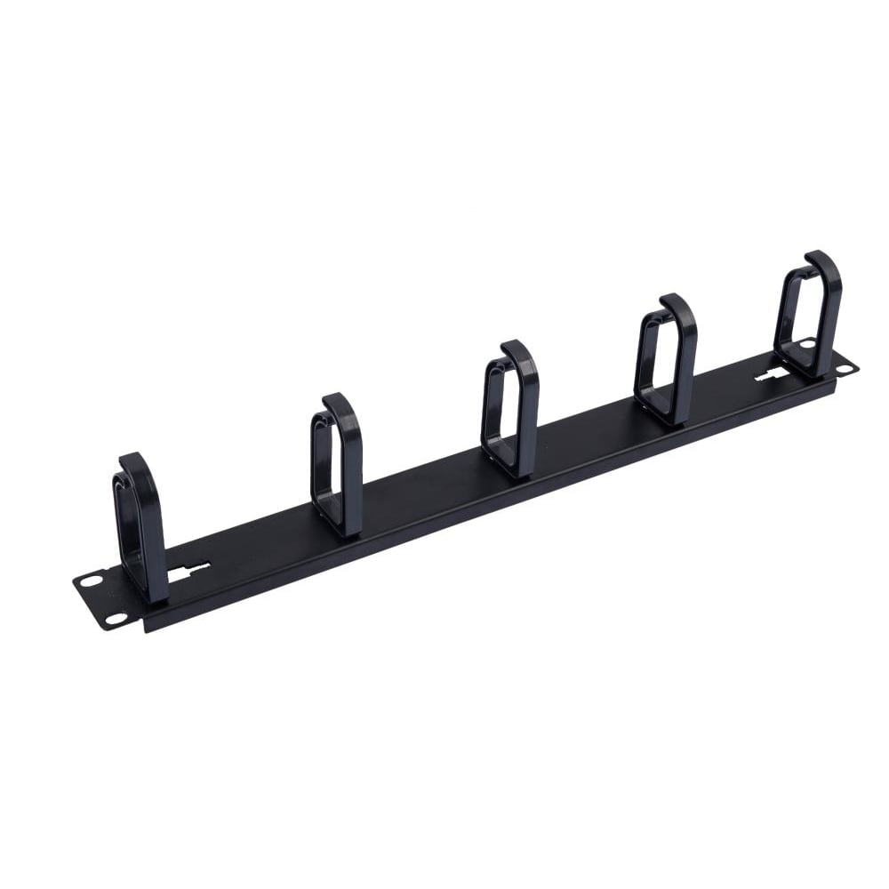Pannello Passacavi 5 Anelli in Plastica Lunghi Staccabili 1U Nero - Techly Professional I-CASE CABLE-BK5DT