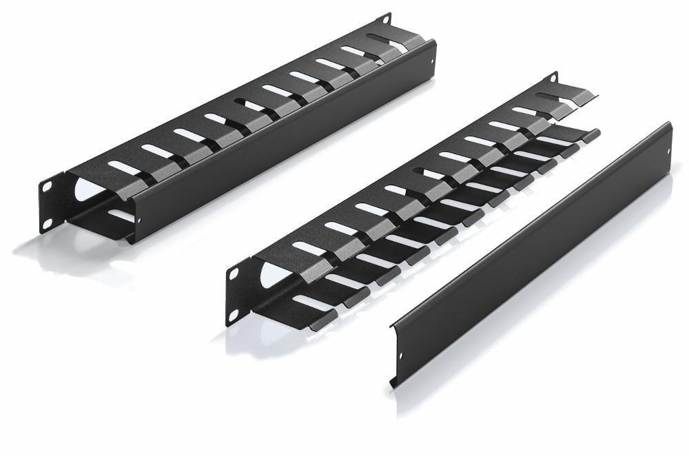 Pannello Passacavi 19'' 1U con Coperchio, Nero - Intellinet I-CASE CABLE-PBK