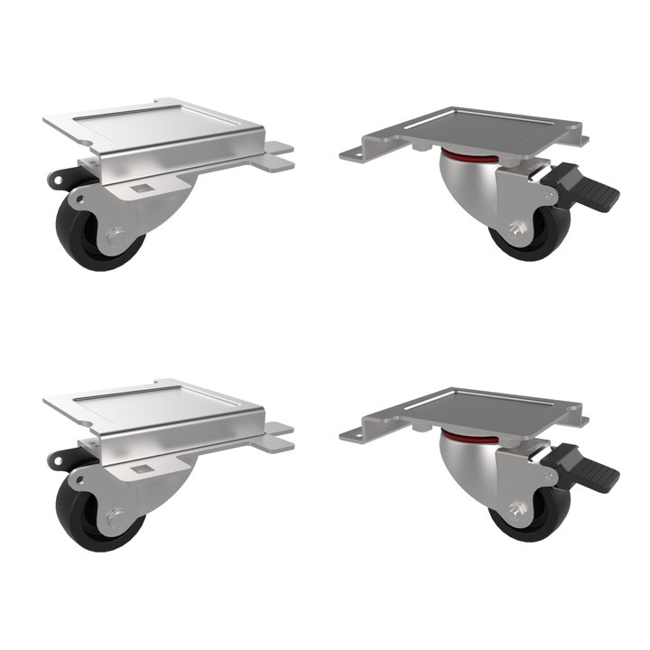 Kit 4 Ruote a 4 Punti di Fissaggio per Armadi Server Serie EV - Techly Professional I-CASE CASTOR-SR3