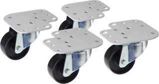 Kit 4 Wheels for Cabinets with Plates for Simultaneous Mounting of Leveling Feet - Intellinet I-CASE CASTORP-ZC