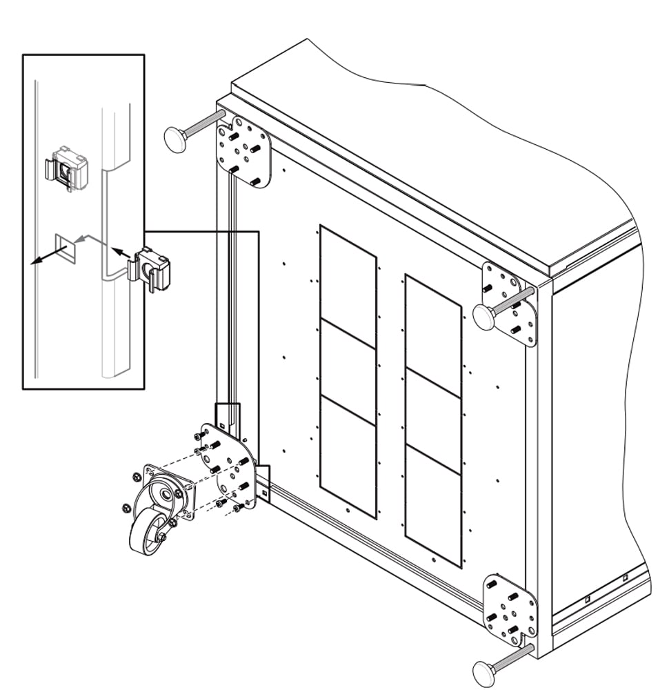 Kit 4 Ruote per Armadi con Piastre per Montaggio Simultaneo Piedini - Intellinet I-CASE CASTORP-ZC
