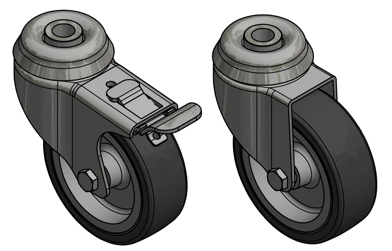 Kit 4 Ruote per Armadi Dotati di Foro per Perno M10 - Intellinet I-CASE CASTOR/T