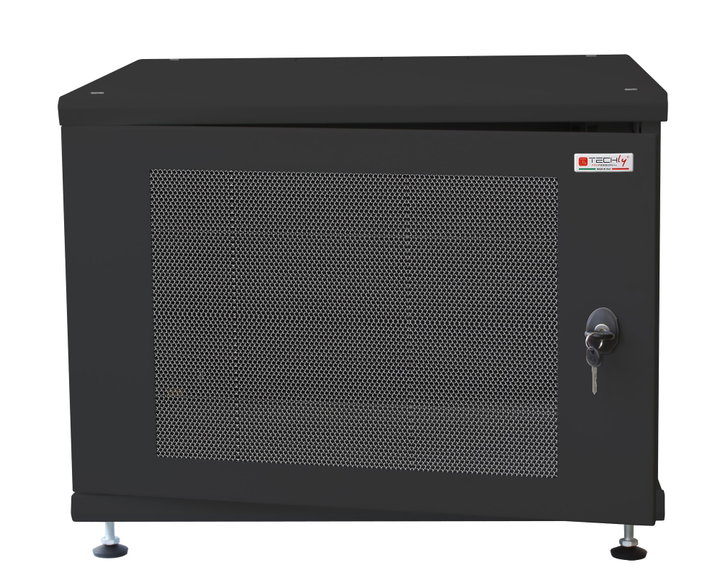 Armadio Rack 19" 8U P600mm per Accumulatori Fotovoltaico Nero - Techly Professional I-CASE EE-2008BK6
