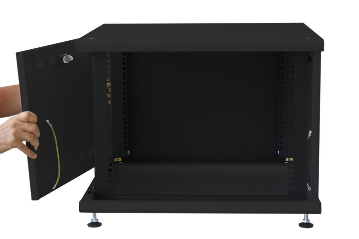 Armadio Rack 19" 8U P600mm per Accumulatori Fotovoltaico Nero - Techly Professional I-CASE EE-2008BK6