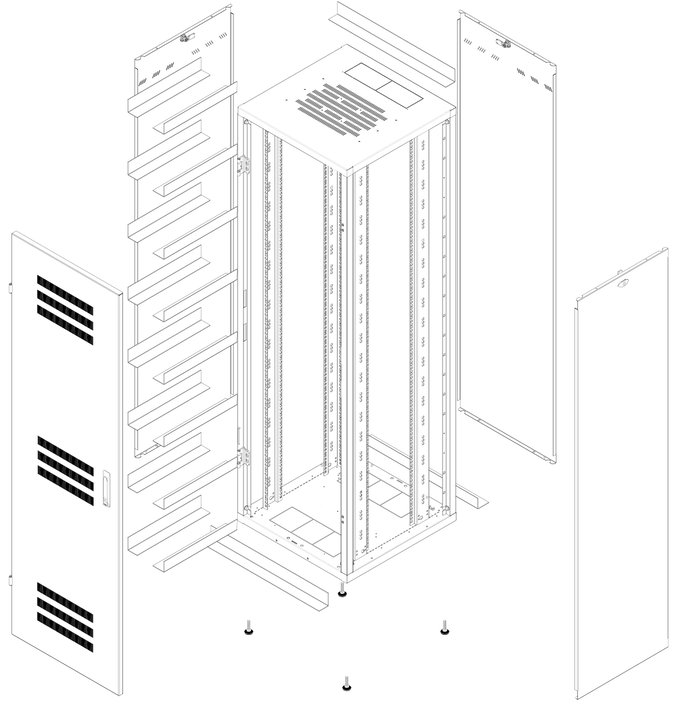 Armadio Rack 19" 600x600 20U per Batterie Fotovoltaico Nero - Techly Professional I-CASE EE-6620B
