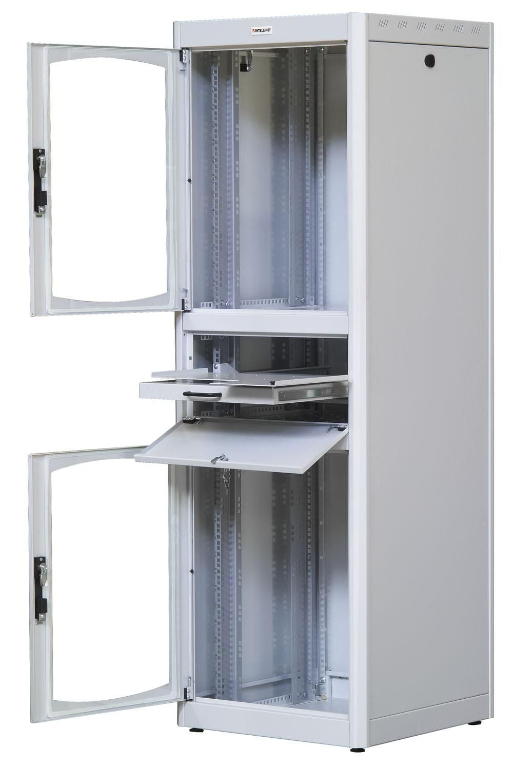 Armadio Rack 19'' 600x600 38U con Ripiano Tastiera Grigio - Intellinet I-CASE EK-3860GT
