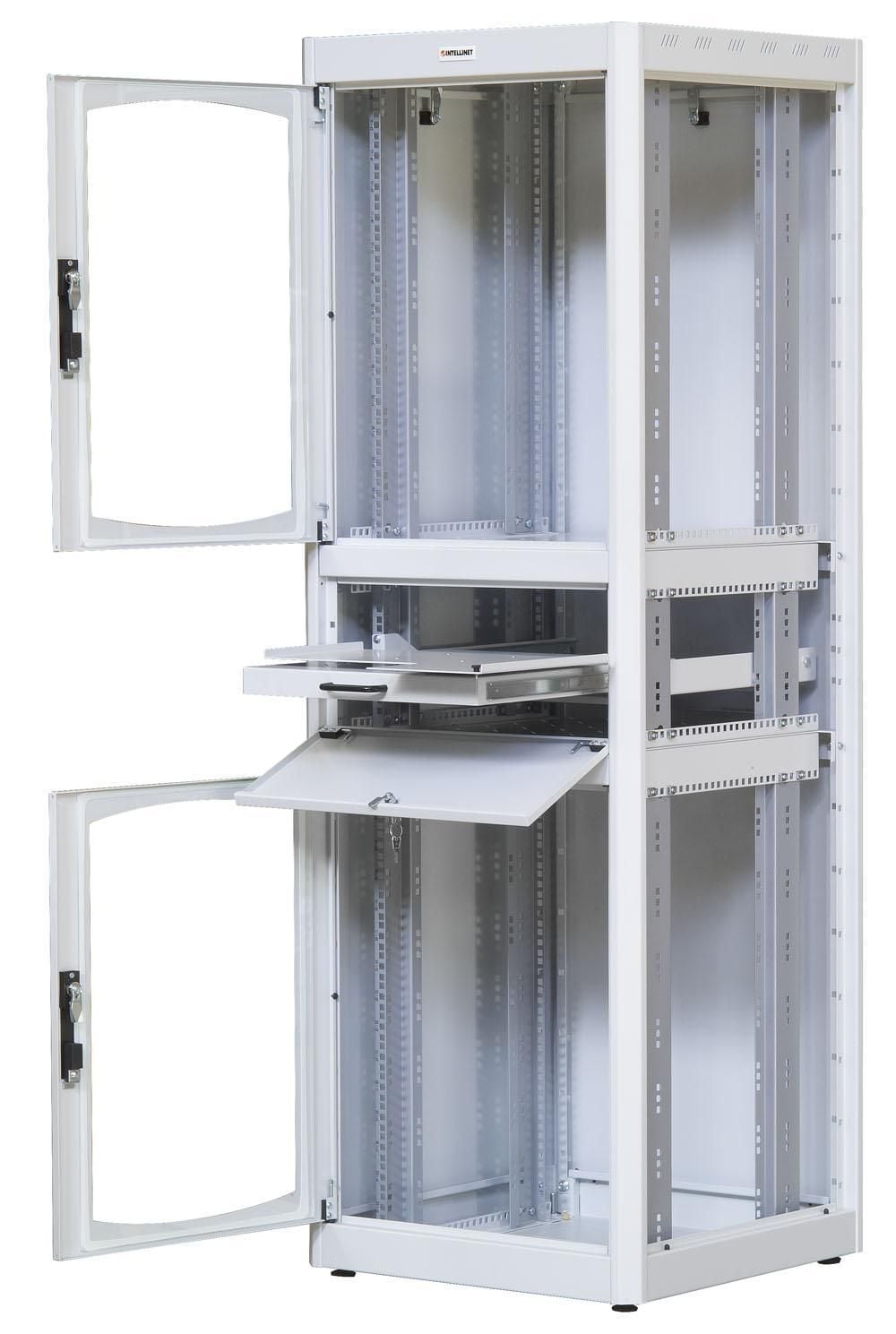 Armadio Rack 19'' 600x600 38U con Ripiano Tastiera Grigio - Intellinet I-CASE EK-3860GT