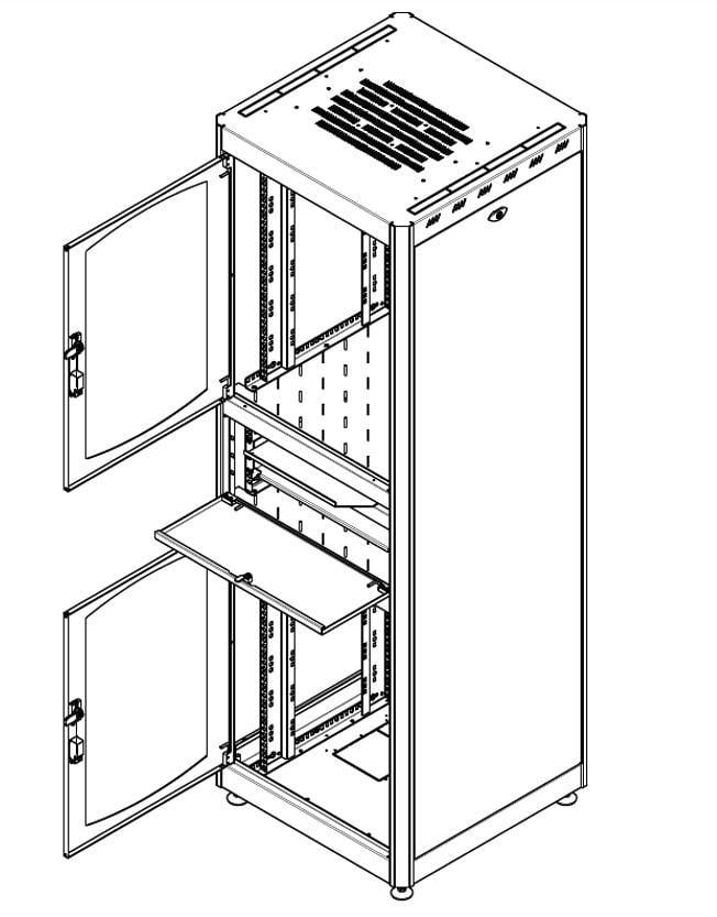 Armadio Rack 19'' 600x600 38U con Ripiano Tastiera Grigio - Intellinet I-CASE EK-3860GT