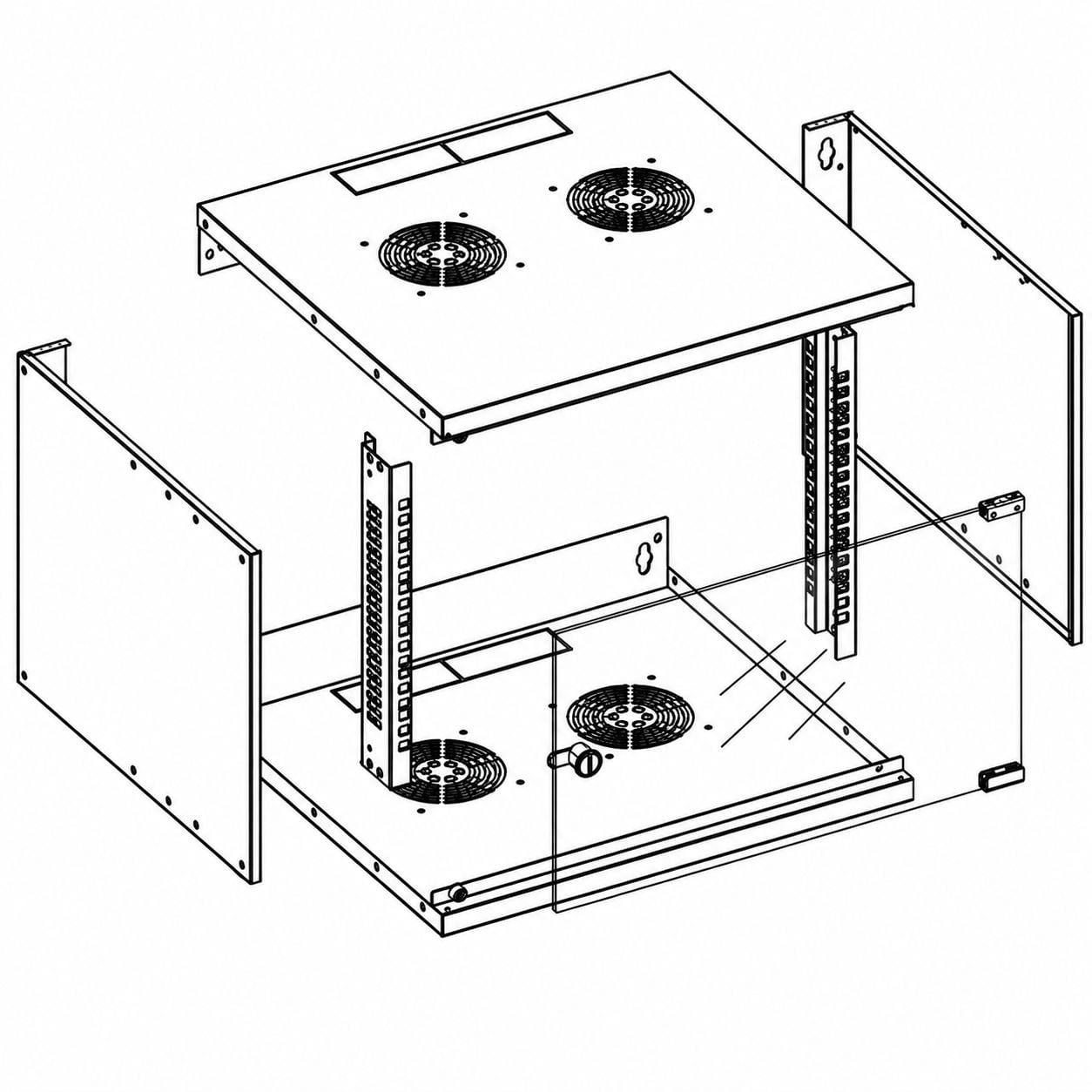 Armadio Rack 19'' a Muro 6U prof. 450 Nero Assemblato - Techly Professional I-CASE EL-1006B45