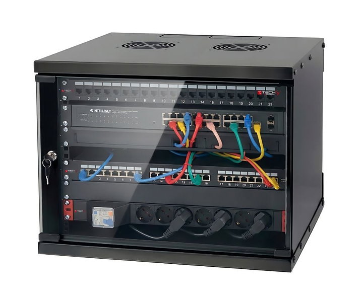 Armadio Rack 19" a Muro 9U, Profondità 450mm, Nero - Techly Professional I-CASE EL-1009B45
