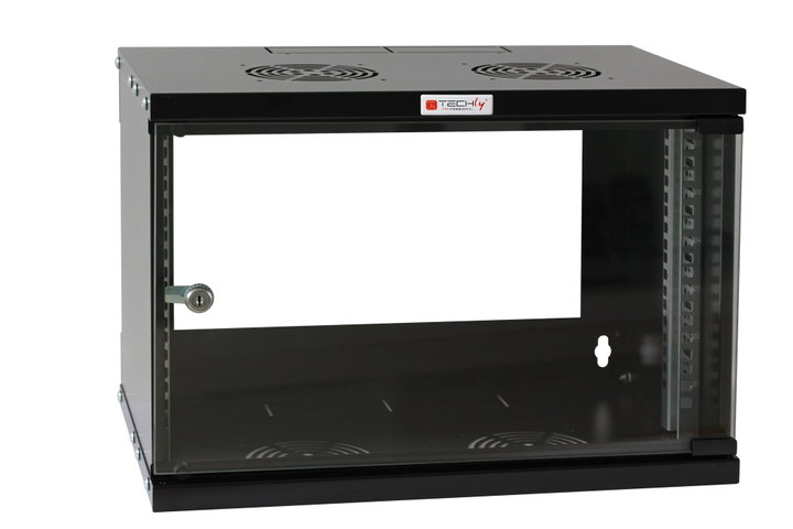 Armadio Rack 19" a Muro 9U, Profondità 450mm, Nero - Techly Professional I-CASE EL-1009B45