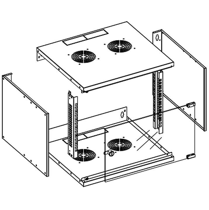 Armadio Rack 19" a Muro 9U, Profondità 450mm, Nero - Techly Professional I-CASE EL-1009B45