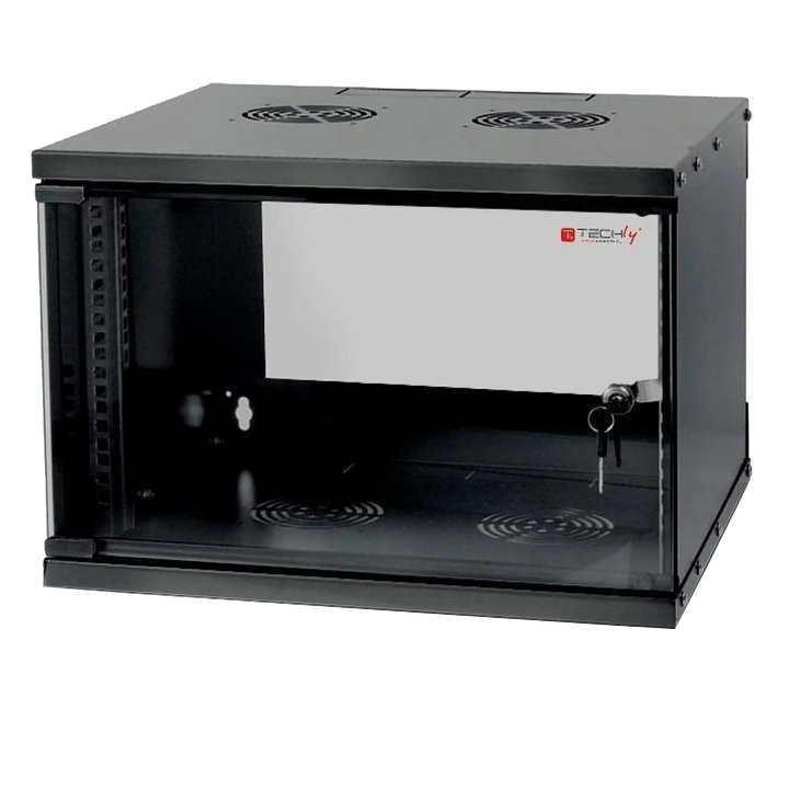 Armadio Rack 19" a Muro 9U, Profondità 450mm, Nero - Techly Professional I-CASE EL-1009B45