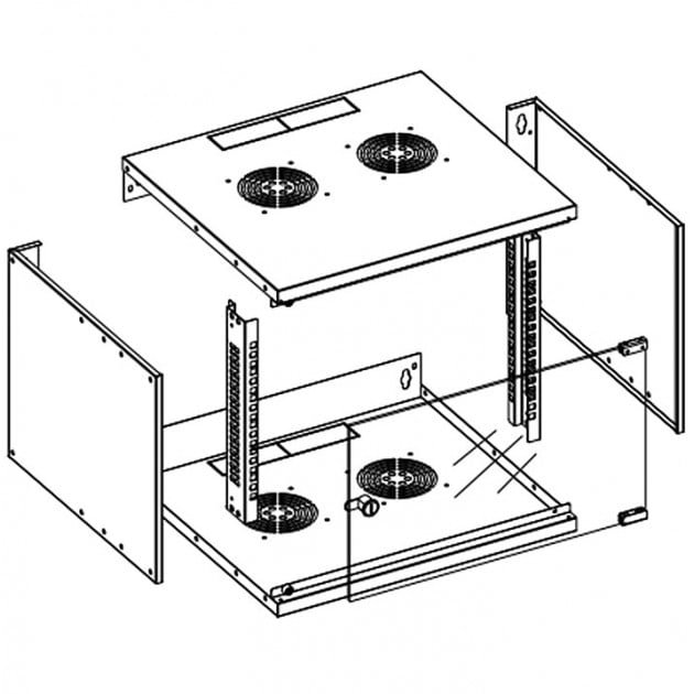 Armadio Rack 19'' a Muro 9U prof. 450 Grigio Assemblato - Techly Professional I-CASE EL-1009G45
