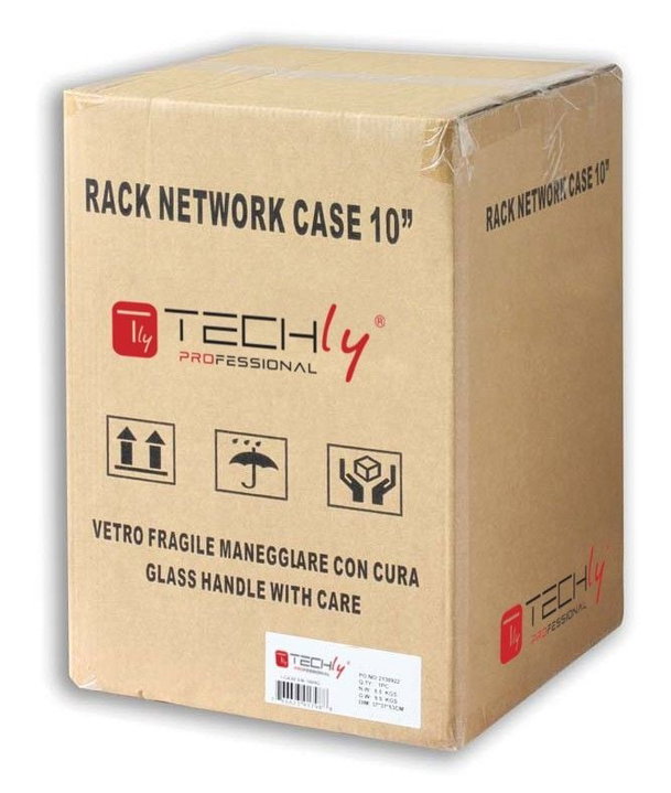 Wall-Mounted Rack Cabinet 10" 6 Units Blind Door Black - Techly Professional I-CASE EM-1006BKCTY
