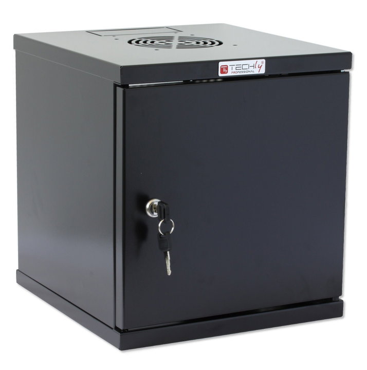 Wall-Mounted Rack Cabinet 10" 6 Units Blind Door Black - Techly Professional I-CASE EM-1006BKCTY
