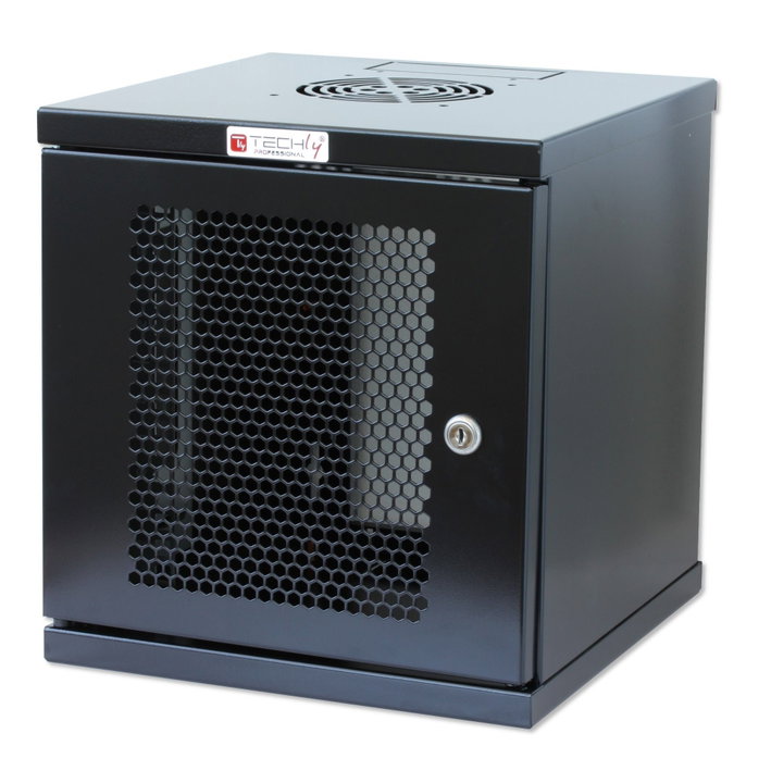 Wall Mount Rack Enclosure 10" 6 Unità Vented Door Black - Techly Professional I-CASE EM-1006BKVTY