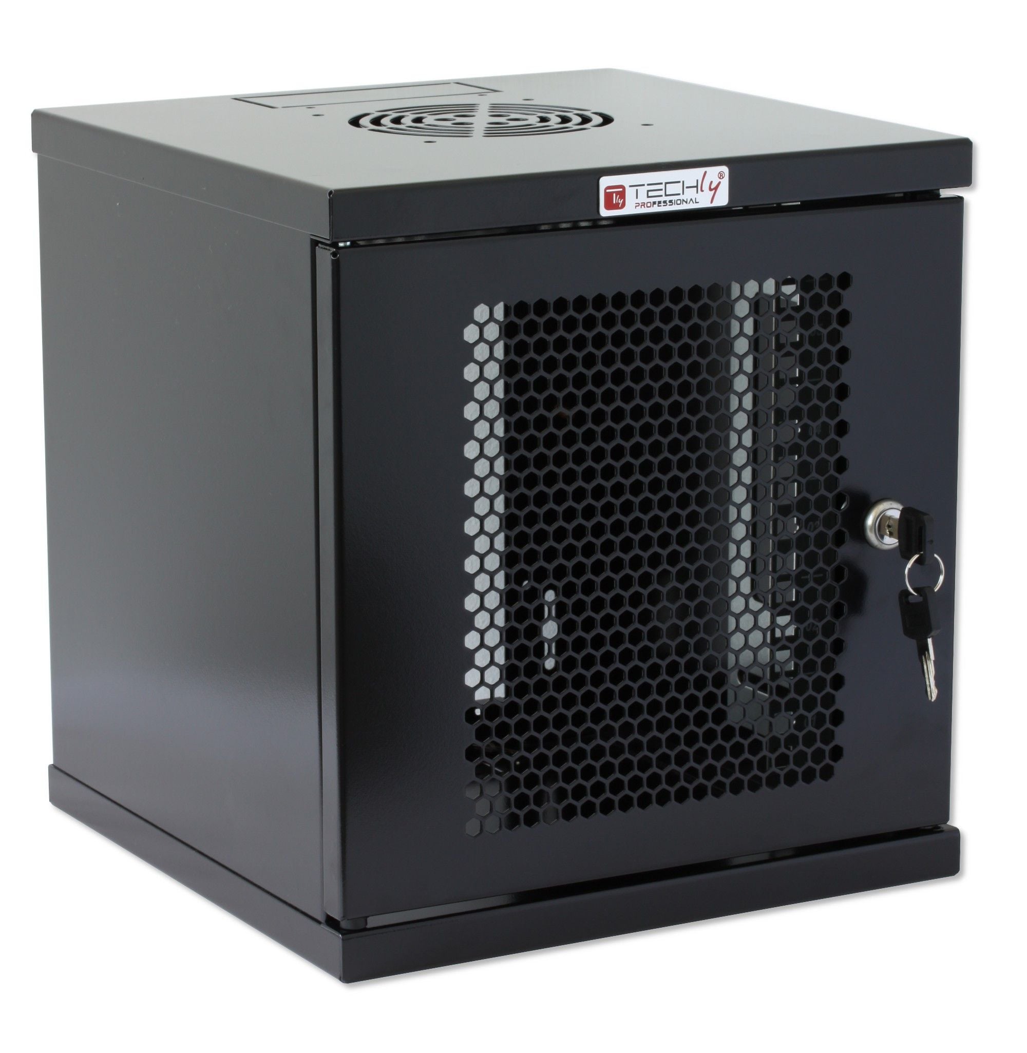 Rack Cabinet 10" Wall-Mount 6U Perforated Door Black - Techly Professional I-CASE EM-1006BKVTY