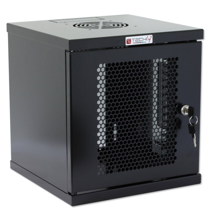 Wall Mount Rack Enclosure 10" 6 Unità Vented Door Black - Techly Professional I-CASE EM-1006BKVTY