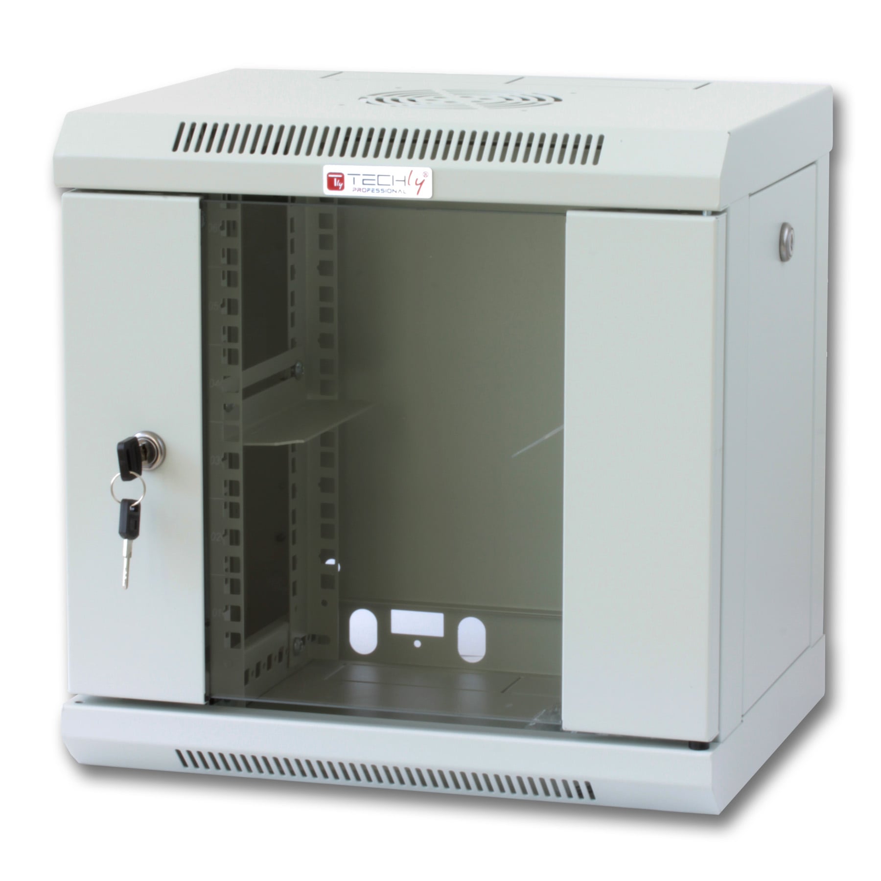 Wall-mounted 10" Rack Enclosure 6 units with removable panels Gray depth 300 mm - Techly Professional I-CASE EM-1006GPTY