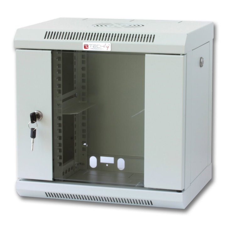 Wall Mount Rack Enclosure 10" 6 unità with removable panels Grey depth 300 mm - Techly Professional I-CASE EM-1006GPTY