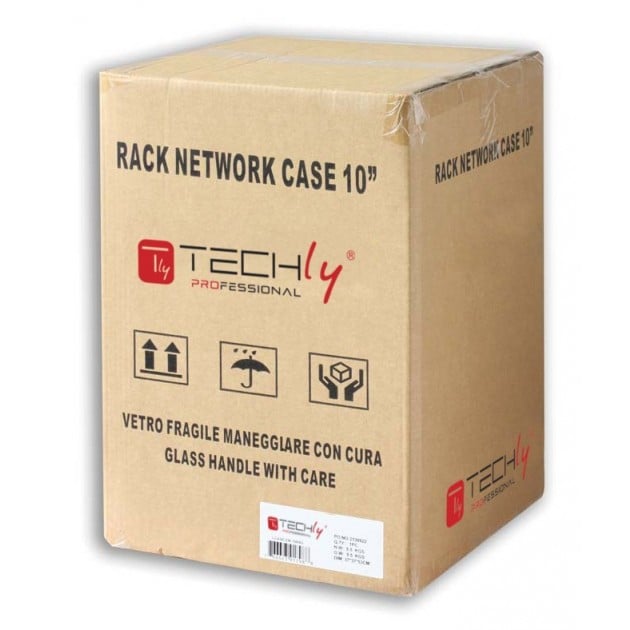 Wall Mount Rack Enclosure 10" 6 unità with removable panels Grey depth 300 mm - Techly Professional I-CASE EM-1006GPTY