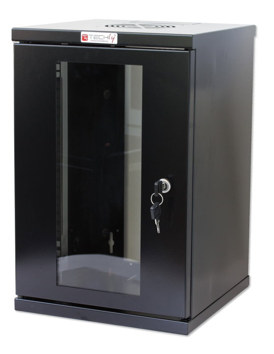 Rack Cabinet 10" Wall-Mount 9U Black - Techly Professional I-CASE EM-1009BKTY
