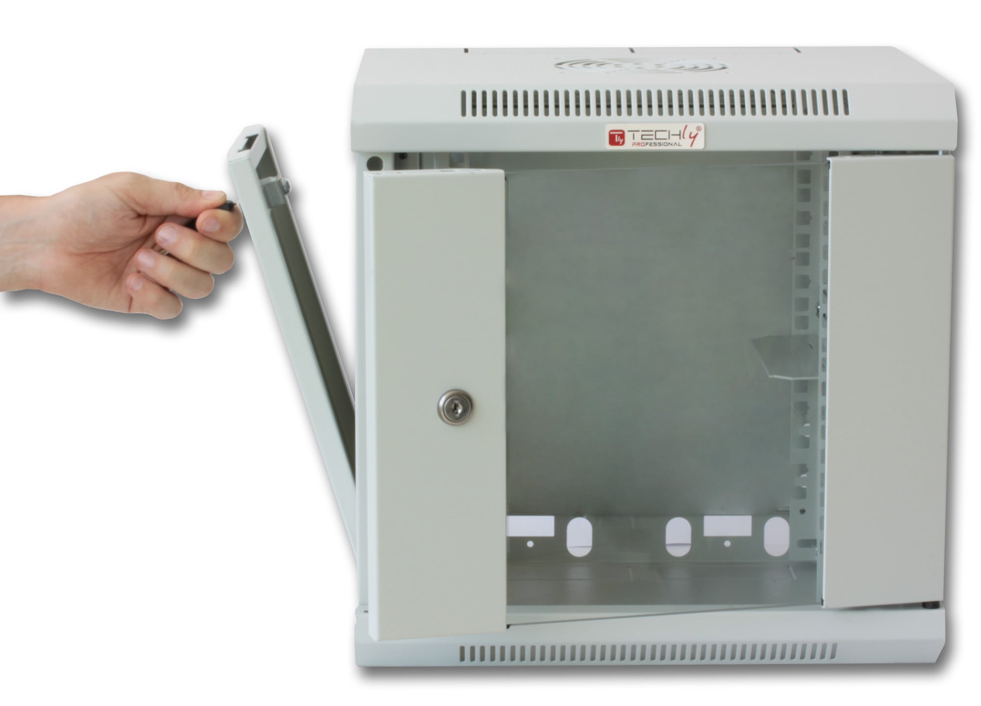 Wall-mounted 10" Rack Cabinet 9 units with removable panels Gray depth 300 mm - Techly Professional I-CASE EM-1009GPTY
