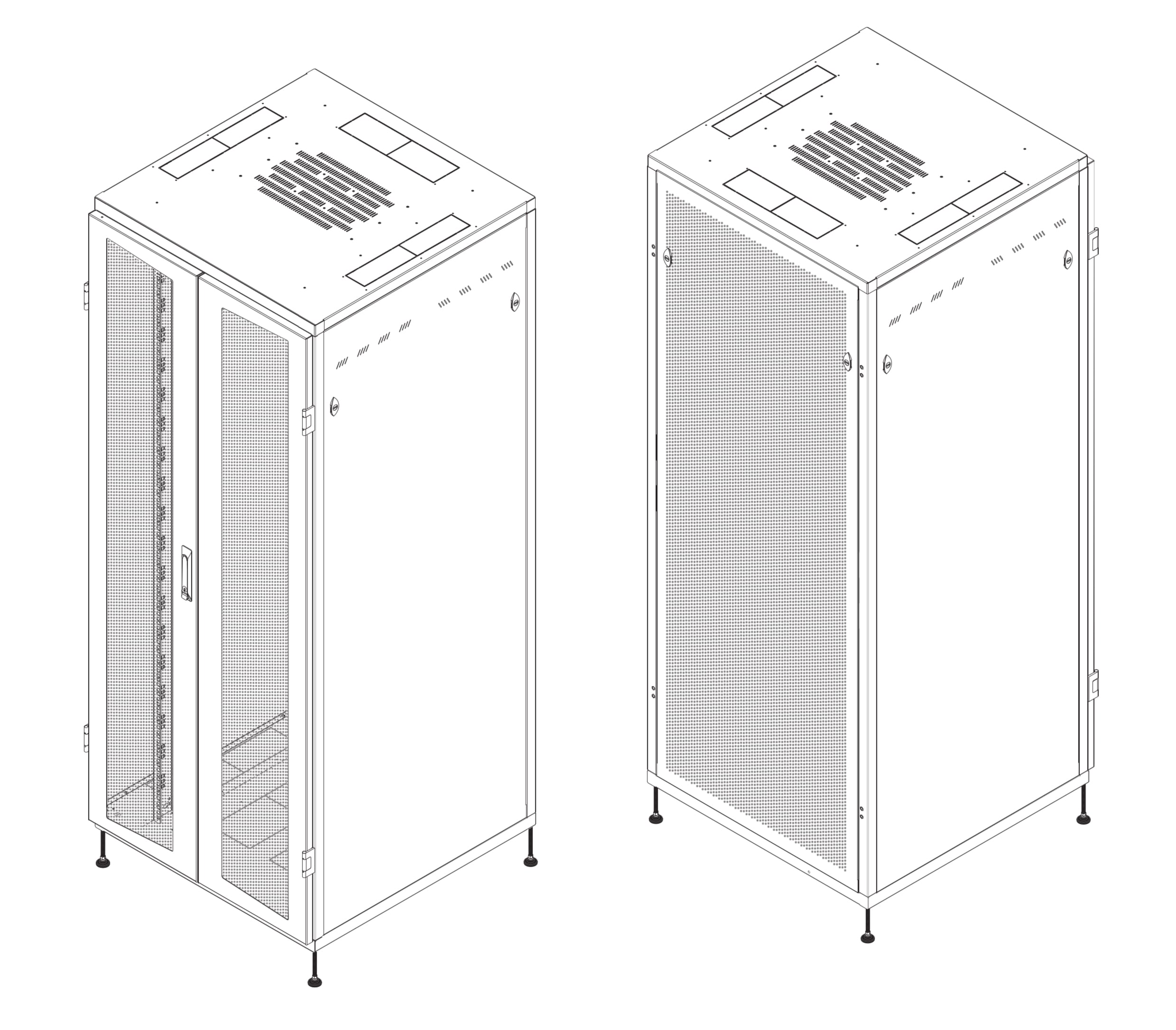Armadio Rack NextGen 19'' 800x800 42U Doppia Porta Grigliata Nero - Intellinet I-CASE EPPX-428BKV2