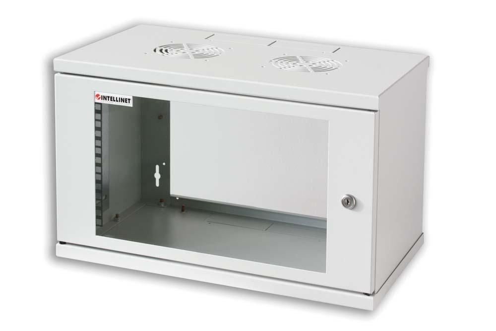 Armadio Rack 19'' a muro 16 unità prof. 400 Grigio Assemblato - Intellinet I-CASE ES-1016G
