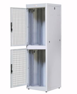 ETSI Cabinet 21" with 2 Sections 47 Units Depth 600mm Perforated Doors Grey - Techly Professional I-CASE ETSI-47602SGG