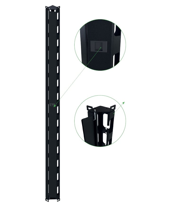 Pair of Vertical Cable Management Channels 42U Black - Techly Professional I-CASE EV-CABLE42