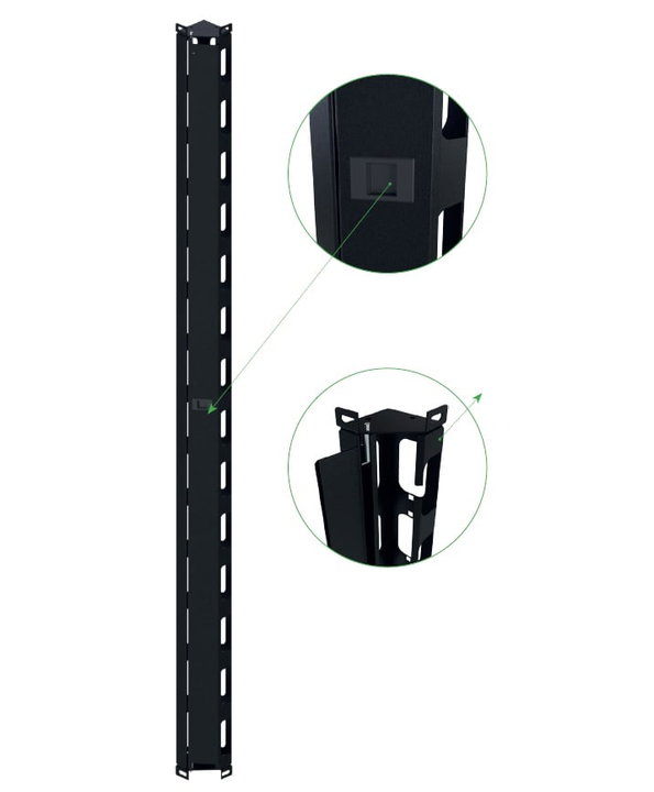 Pair of vertical cable management channels 42U for rack 800mm black - Techly Professional I-CASE EV-CABLE42