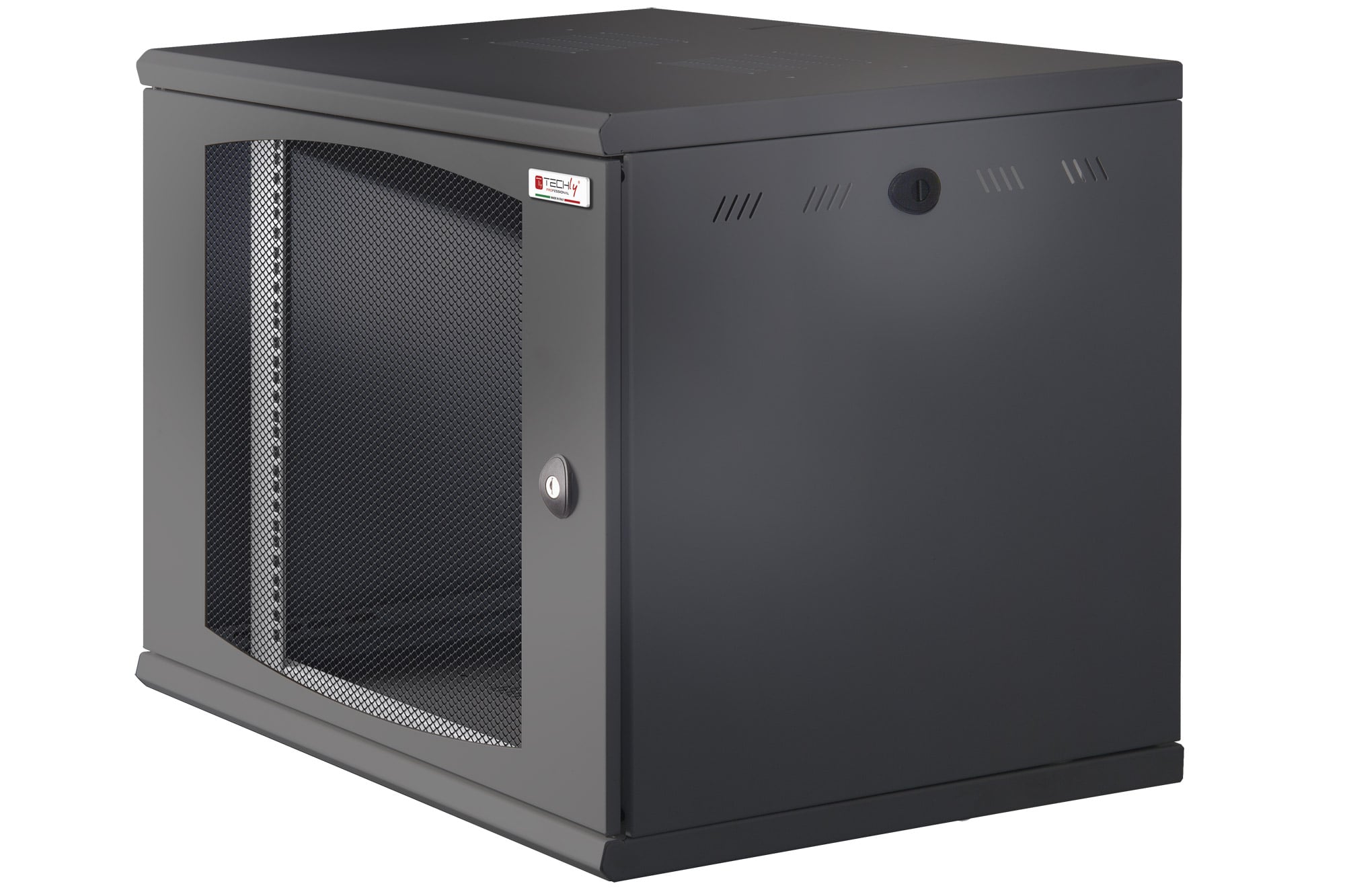 Wall mount rack cabinet 19" 13U single section depth 600mm Vented Door Black - Techly Professional I-CASE EW-2013BK6V