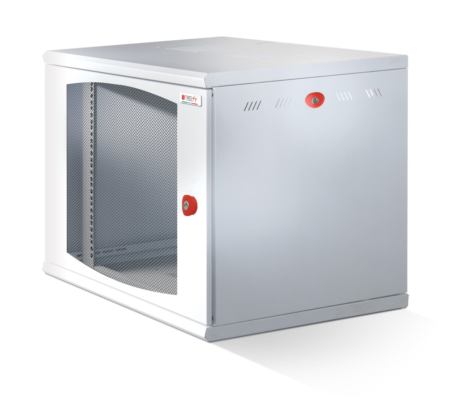 Rack Cabinet 19" wall-mounted 16U single section Depth 600mm Vented Door White - Techly Professional I-CASE EW-2016WH6V