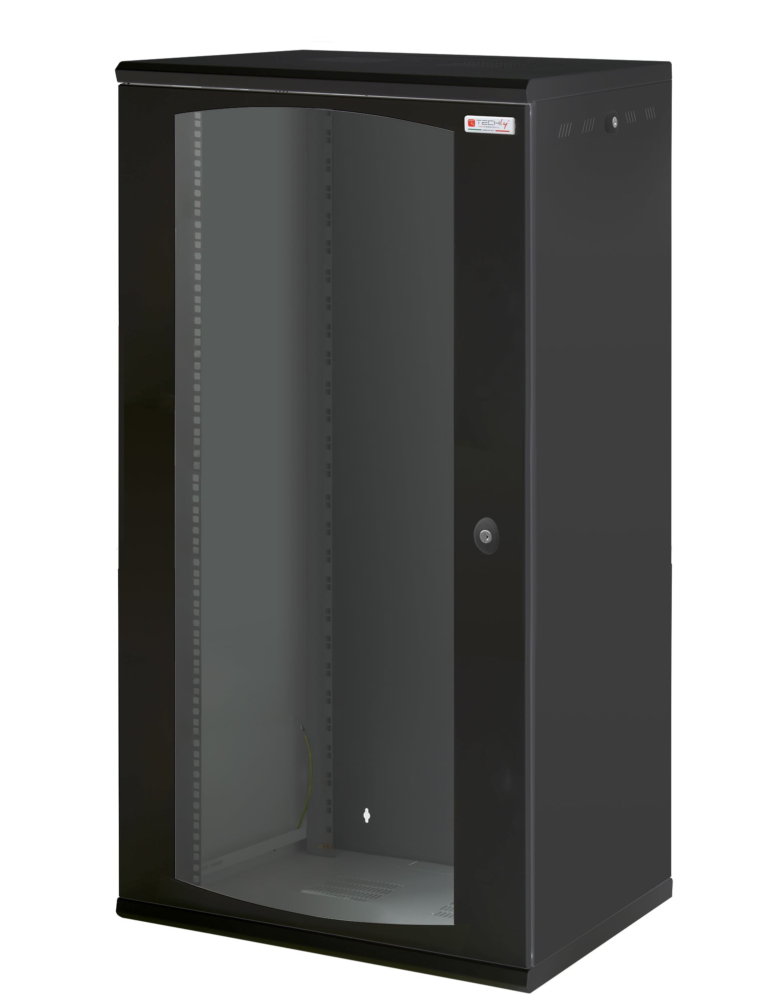 Rack cabinet 19" in Wall 22U Single Section P 600mm Black Glass door - Techly Professional I-CASE EW-2022BK6